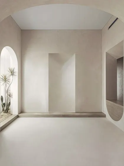 Inspiration from a fellow designer in China. I absolutely love the use of arches and monolithic forms in this textured, minimalist space. It's pure architectural poetry.
