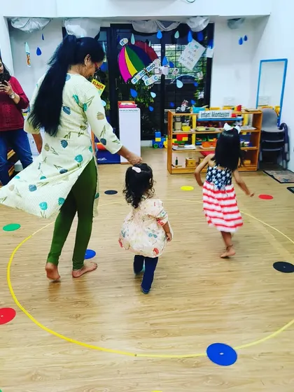 Running in a circle is a simple but effective warm-up. It gets the heart pumping and helps kids learn to navigate a shared space with their friends without bumping into each other.