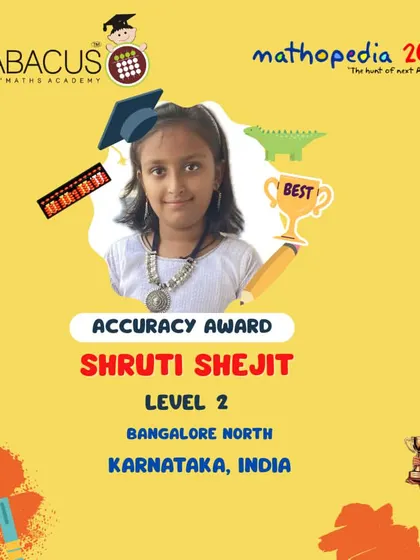 Shruti Shejit from Bangalore North, celebrating her Accuracy Award.