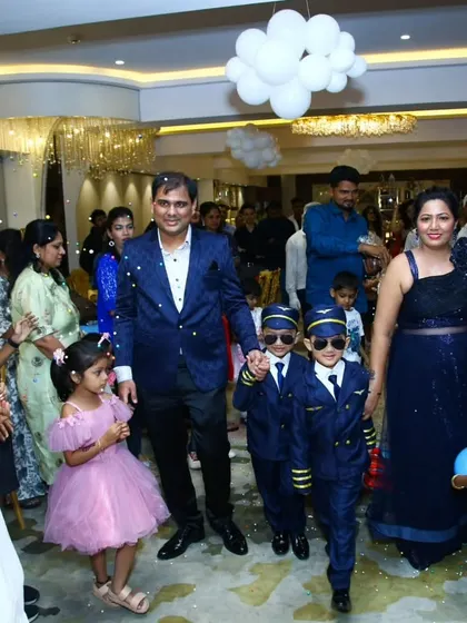 The grand entrance of the birthday boys dressed as little pilots. I love helping create these special themed moments.