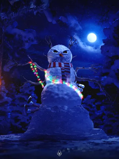 My horror-themed take on a Christmas snowman. I modeled this character from scratch, giving it an angry expression, branch-like arms, and a hidden axe to subvert a typically cheerful holiday icon.