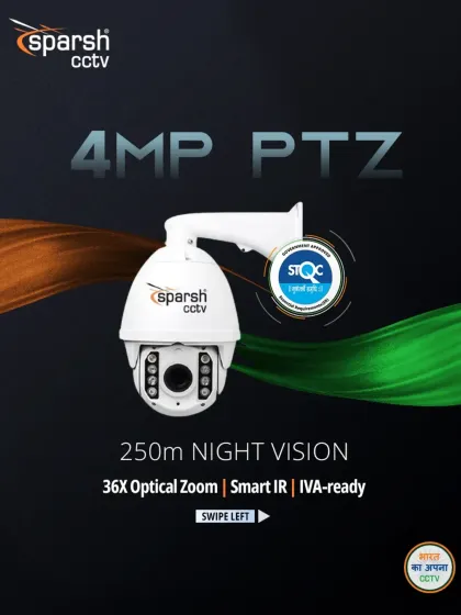 My 4MP PTZ camera offers powerful surveillance with 250m night vision and a 36x optical zoom. It is IVA-ready and features Smart IR, making it a fully compliant and versatile tool for monitoring large areas with precision.