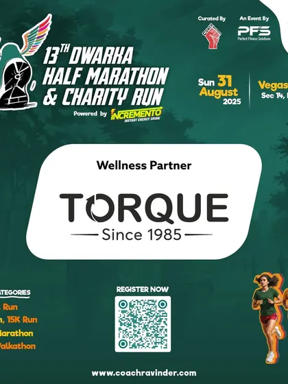 Proud to have Torque as our Wellness Partner for the Dwarka Half Marathon, supporting a healthier tomorrow.