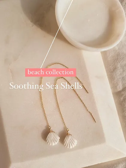 Another view of the Howlite shell threader earrings from my beach collection.