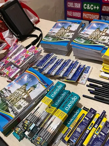 A look at the study materials we distributed, including notebooks, pencils, and pens. Ensuring children have the tools they need to learn is a cause very close to my heart.