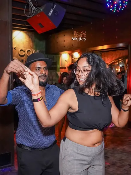 A great lead and a happy follow. Our social dance nights are a space for everyone to practice their skills and enjoy the friendly atmosphere.