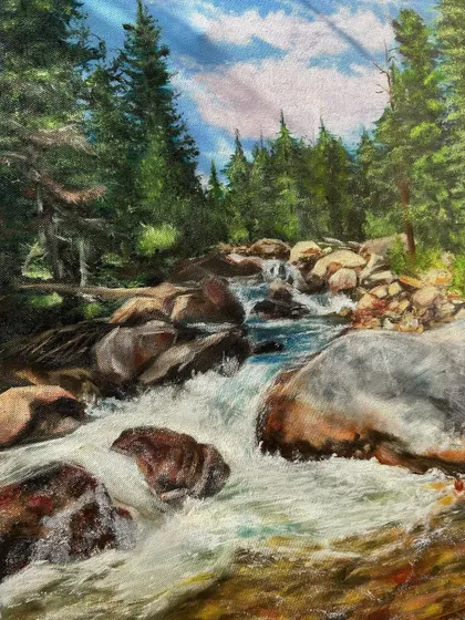 The full view of my realistic landscape oil painting. This 20x16 inch piece is available for sale.