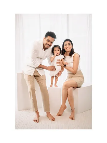 My studio sessions are designed to be bright, clean, and timeless. Using a minimalist white setup, I can focus completely on your family's interaction and capture your smiles in soft, natural light.