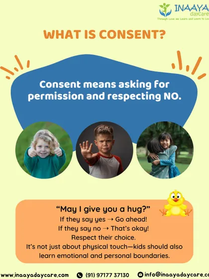 What is consent? It means asking for permission and respecting "no." It's a simple but powerful lesson in emotional and personal boundaries.