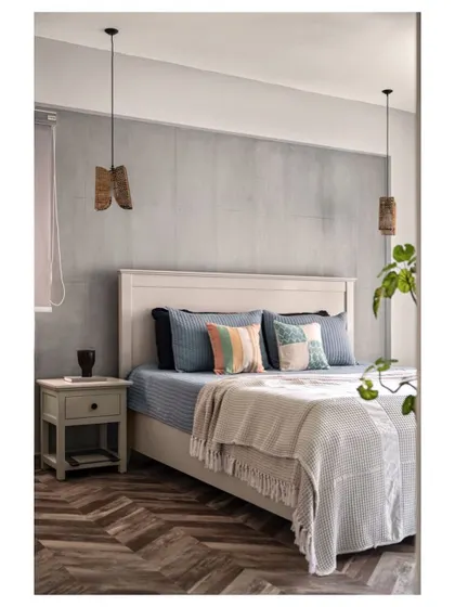 A duplicate of image 38, showing the calm, grey-toned bedroom.