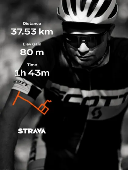 A Strava screenshot showing a 37km ride. We use technology to track our rides and challenge ourselves.