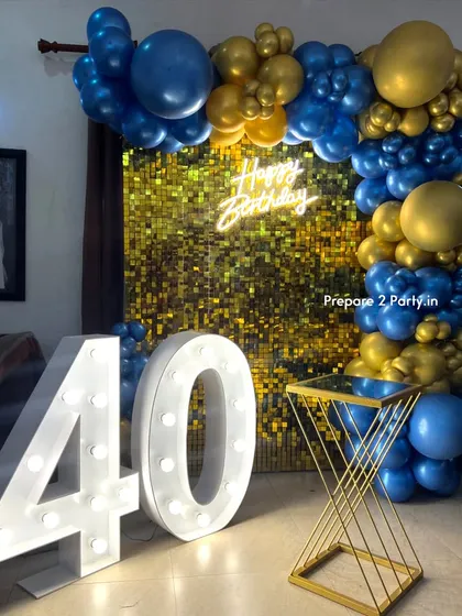 Celebrating 40 is a big deal. My designs for this milestone often include glamorous elements like sequin walls and neon signs, with customizable color palettes to suit any taste.