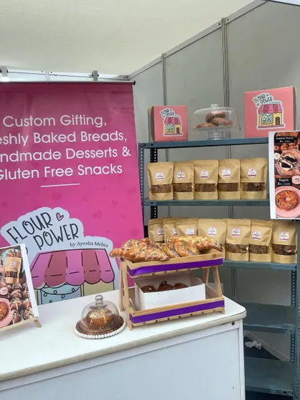 Another view of my pop-up setup. I always try to bring a wide variety of my freshly baked breads, handmade desserts, and gluten-free snacks to these events.