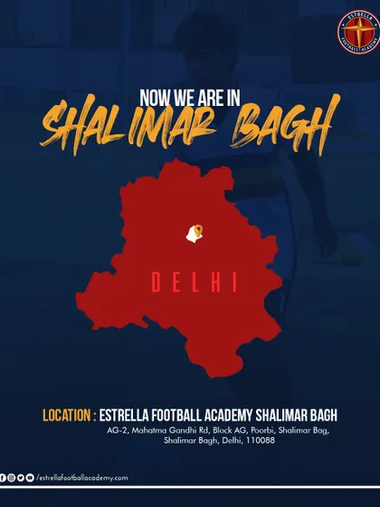 Another announcement for our Shalimar Bagh center, highlighting our free training camp to welcome new players. I believe in giving everyone a chance to experience our coaching.