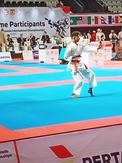 Focused and ready during my Kata performance. The international stage demands your absolute best, and I was proud to represent India.