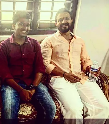 On the sets during the 'Malagudi Days' film promotion with actor Vijay Raghavendra sir.