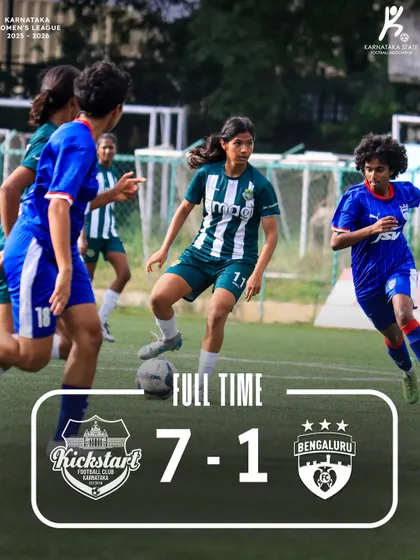 A commanding 7-1 win against Bengaluru FC, with our midfielder Aarushi scoring a stunning hat-trick. This result shows our strength against other top clubs in the league.