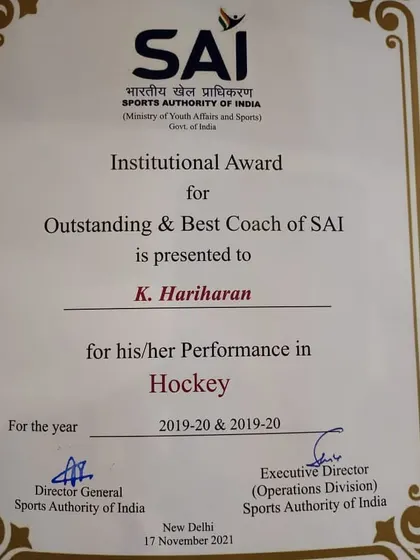 I am incredibly proud to have been recognized by the Sports Authority of India with the Institutional Award for Outstanding & Best Coach. This is a testament to the hard work and dedication my athletes and I put in every single day. It is an honor that fuels my passion for coaching.