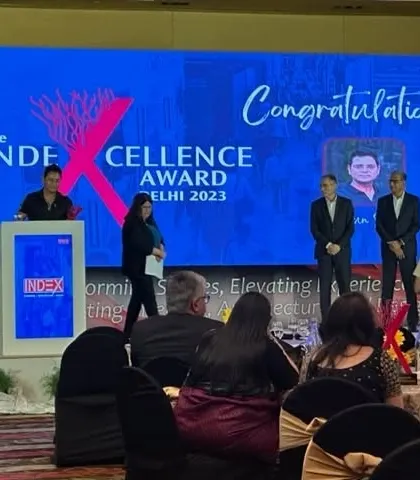A moment of celebration at The IndeXcellence Awards 2023. This award is a recognition of our dedication to creating residential spaces that are both beautiful and deeply connected to their natural surroundings.