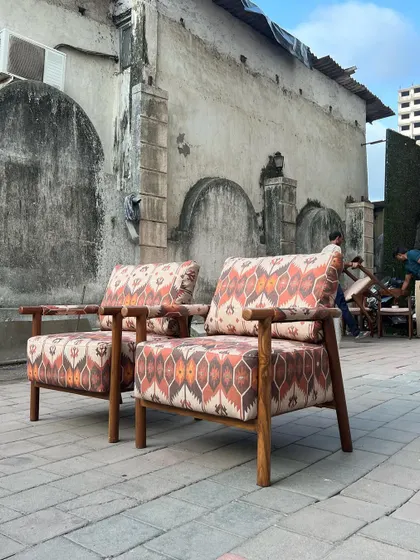 These custom-upholstered chairs make a strong design statement.