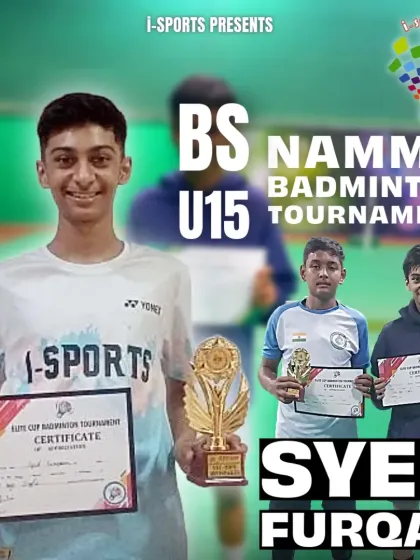 Champion alert. Syed Furqan emerges victorious in the Namma Badminton Tournament, winning the Boys Singles U15 title.