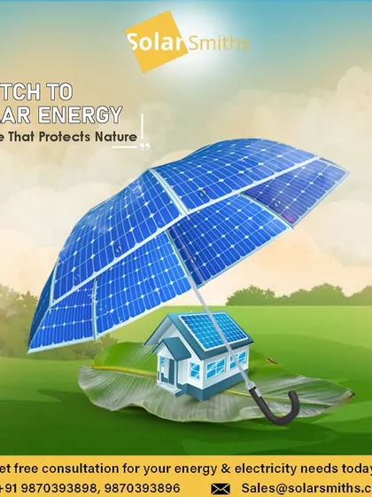 I provide the energy source that protects nature. This umbrella made of solar panels symbolizes how my solutions shield both your home and the environment.