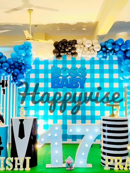 A joint Boss Baby birthday party for brothers Rishi and Pranith. The decor is customized to celebrate both their first and seventh birthdays together in style.