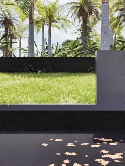 This series of renders explores the artist's residence, inspired by traditional Indian courtyard homes ('thotti mane'). The design features a concrete shell, an open-to-sky courtyard, and an agarbatti niche, fusing modern form with sensory, traditional details that connect the space to both culture and nature.