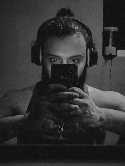 A moody black and white self-portrait. This reflects the more intense, 'alpha' side of my personality.