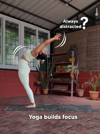 In a world full of distractions, yoga helps build focus. Poses that require balance and concentration, like this gentle backbend, train your mind to stay present. This mental clarity is one of the most powerful benefits of a regular practice.
