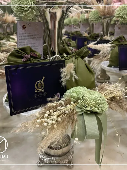 The complete invitation set for The Gourmet Fest, a harmonious blend of natural textures and luxurious elements, perfectly representing a high-end food festival.