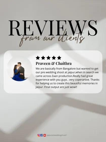 "Final output are just wow!!" A review from Praveen and Chaithra from Bangalore, who were happy they chose us for their destination pre-wedding shoot in Jaipur.