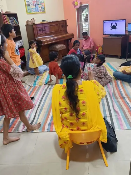 An alternate angle of the interactive part of the story session, showing the spaciousness of our library area.