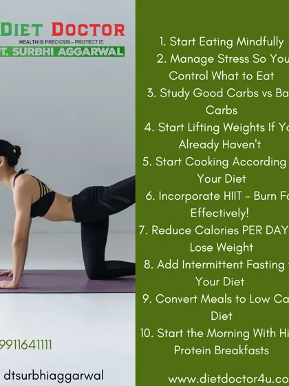 This list provides a comprehensive roadmap for weight loss. I guide my clients through these steps, from eating mindfully and managing stress to incorporating HIIT and starting the day with a high-protein breakfast.