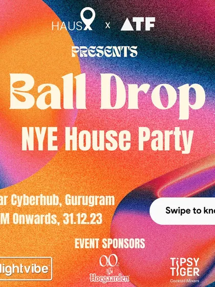 The official poster for the 'Ball Drop' NYE House Party I curated. This was an exclusive, invite-only event at a luxurious villa, promising a unique journey through music from the 80s to the present.