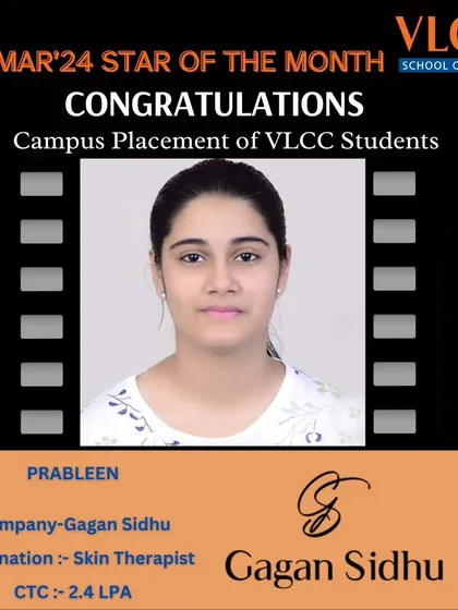 Prableen's placement as a Skin Therapist at Gagan Sidhu is a wonderful achievement. We celebrate every student's journey from the classroom to a professional career.