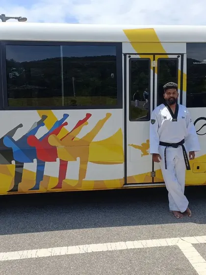 The official shuttle bus for the Taekwondowon event.