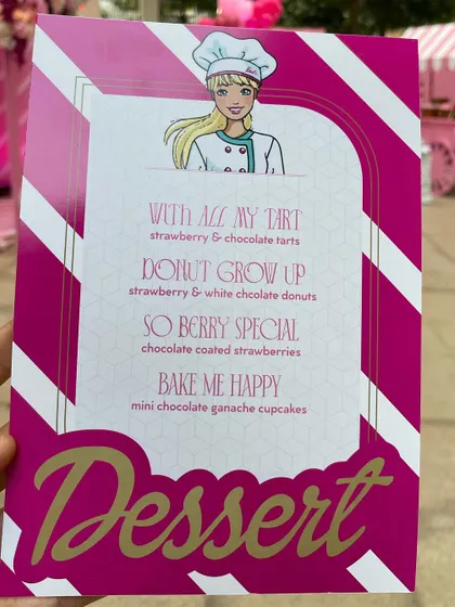 The details make the theme. I designed this fun dessert menu for a Barbie party, with playful names for each of the sweet treats.