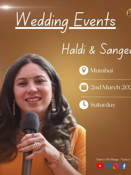 A poster for a Haldi and Sangeet celebration I hosted in Mumbai. Contributing to someone's happiness is the most rewarding part of my job.
