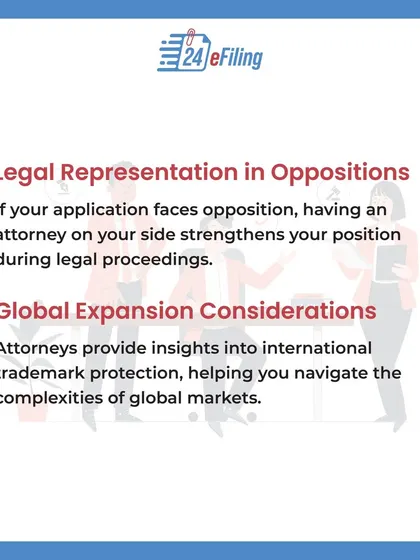 Do you need a lawyer to file a trademark? This carousel explains the complexity of trademark law and the key benefits of hiring an attorney, including their expertise, strategic advice, and ability to avoid common pitfalls.