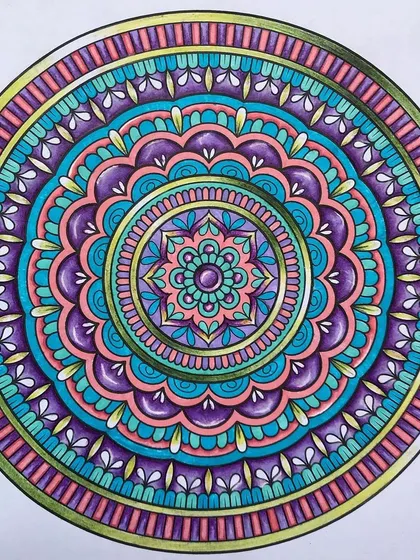 There is something so meditative about filling a mandala with colour. In my mindful colouring sessions, we use beautiful designs like this one to just switch off and focus. It’s pure art therapy.