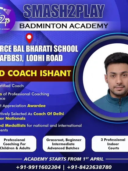 Introducing myself as the Head Coach for the Air Force Bal Bharti School academy. My credentials include being a BWF Certified Coach and being selected as the Coach of the Delhi Team for Nationals.