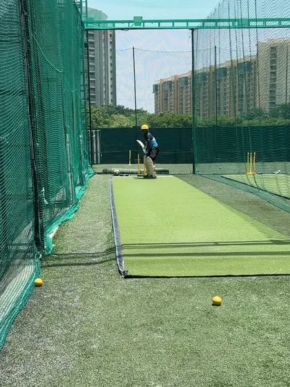 A wider view of the net session, showing the dedicated space we have for focused batting practice.