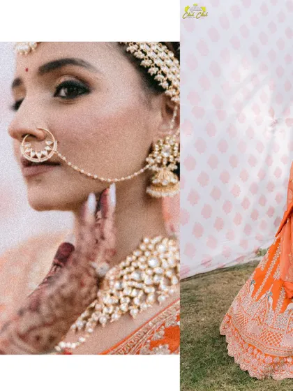 A creative collage that combines a full-length shot with a detailed close-up. It tells a story of both the overall look and the intimate details.