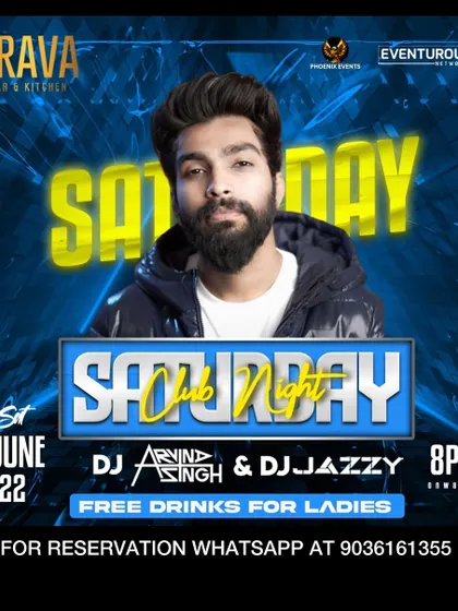 The official poster for a Saturday Club Night at Drava, where I played alongside DJ Jazzy with free drinks for ladies.