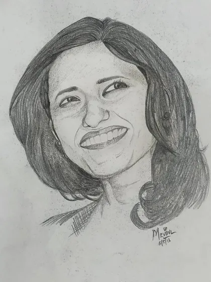 A smiling portrait done in pencil. Capturing a genuine smile is one of my favorite challenges, involving careful attention to the eyes and facial structure.