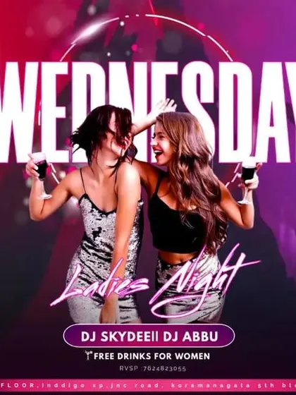Another Wednesday Ladies' Night flyer, emphasizing the party atmosphere.