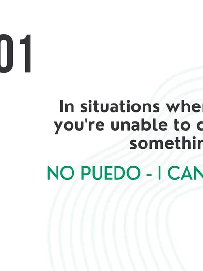 When you are unable to do something, you can simply say 'No puedo' (I can't).