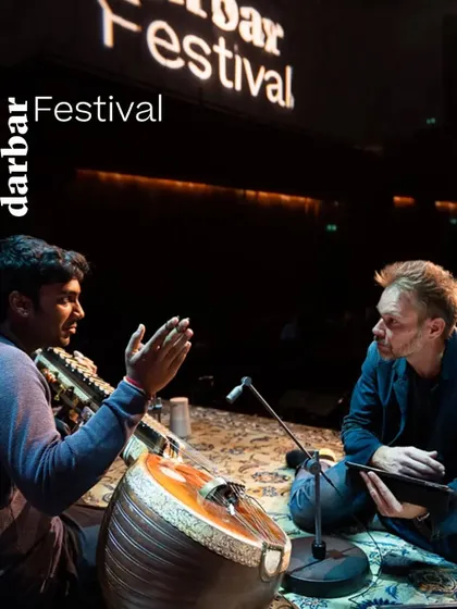 A photo from my performance at the Darbar Festival in London, capturing a moment of musical dialogue.