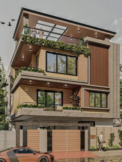 This modern 40x50 duplex home in Hulimavu is a great example of our biophilic design approach. We blended contemporary aesthetics with passive design strategies, using natural textures and integrated greenery to create an ideal urban home.